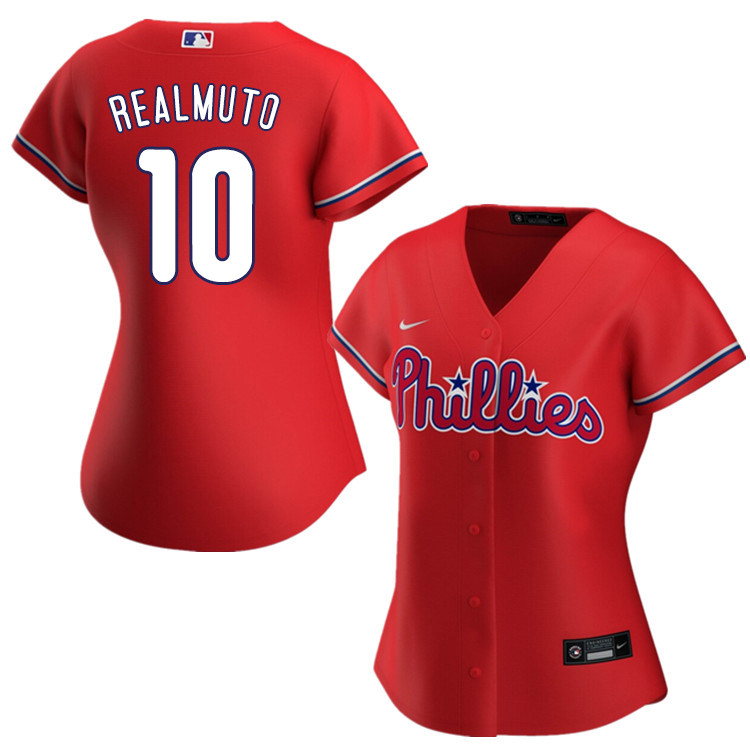 Nike Women #10 J.T. Realmuto Philadelphia Phillies Baseball Jerseys Sale-Red